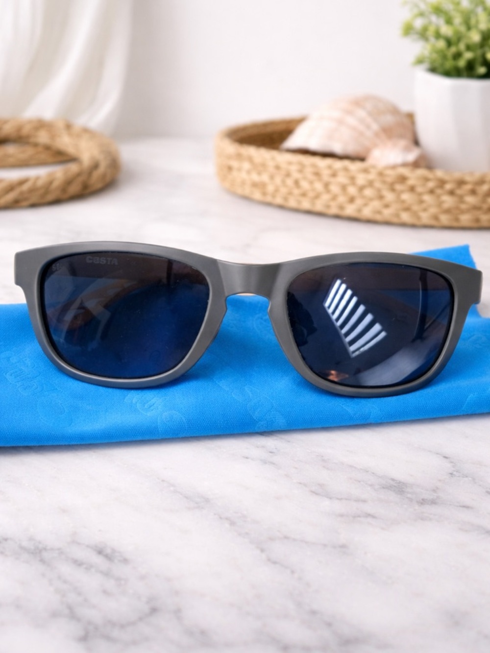 Costa Matte Gray Sunglasses with Dark Lenses